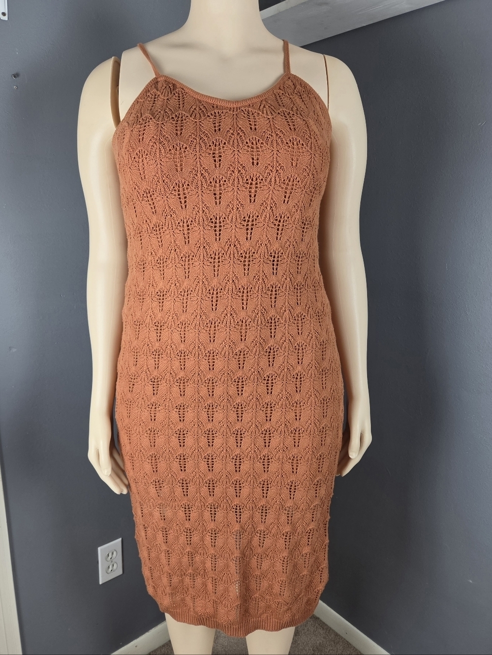 Rust Lace Sleeveless Dress